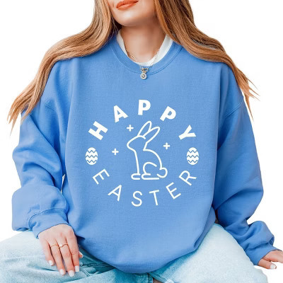 Simply Sage Market Happy Easter Eggs Sweatshirt - S - Carolina | Target