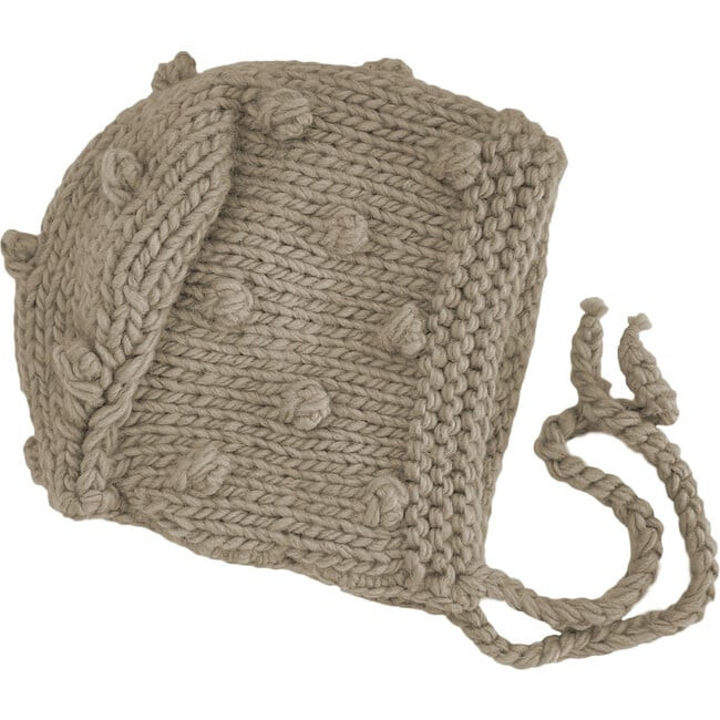 The Blueberry Hill | All-Over Popcorn-Knit Bonnet, Flax (Natural, Size 3-6M) | Maisonette | Maisonette