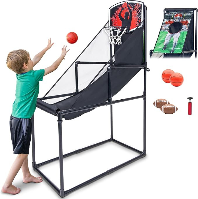 GoSports 2 in 1 Basketball Hoop & Football Toss Target Arcade Game - Indoor & Outdoor Toy Hoop fo... | Amazon (US)