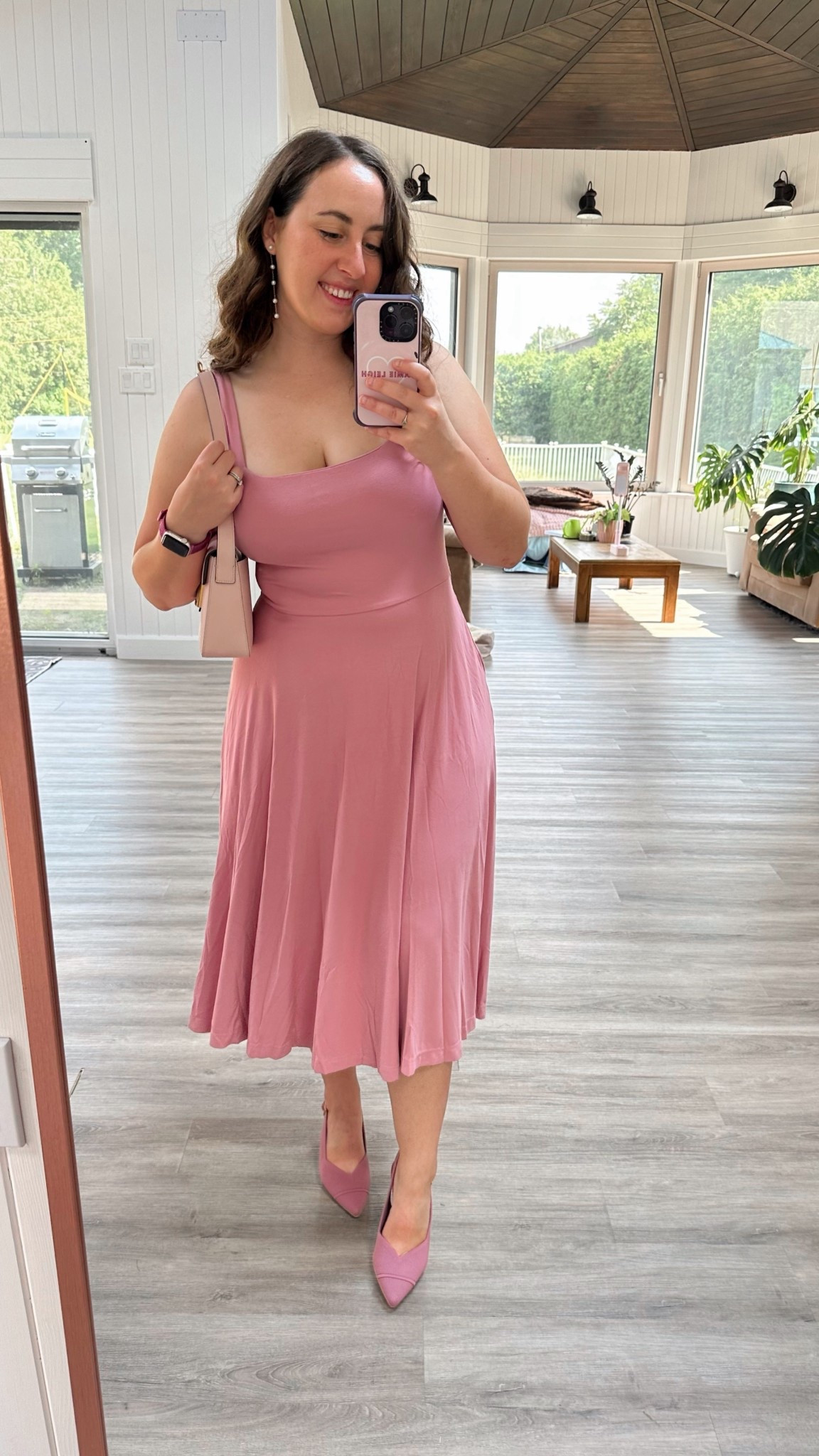 The perfect pretty pink dress for any occasion 💕 this one has a built in bra and is available in tons of other colours too! They also make a version with a higher neck that is great for work! 

#LTKParties #LTKWorkwear #LTKMidsize