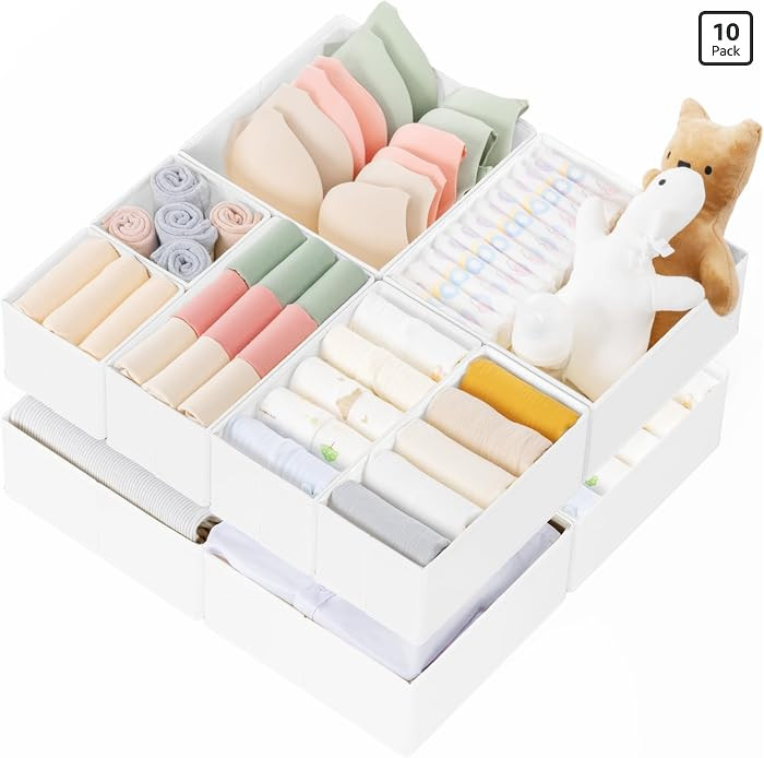 Criusia Drawer Organizer Clothes, 10 Pack Dresser Organizer for Baby Clothes, Underwear, Sock- Fo... | Amazon (US)
