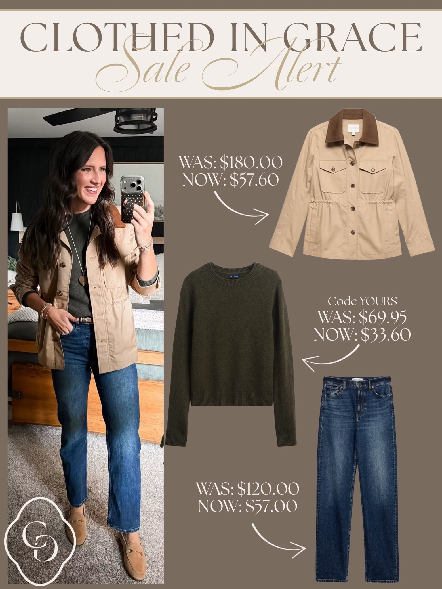 Fall capsule outfit on sale 

Jacket - medium 
Sweater - medium tall
Jeans - size 26 regular