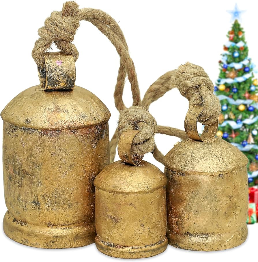 Country Rustic Shabby Chic Bells Handmade Vintage Style Iron Christmas Jingle Bells Hanging Farmh... | Amazon (US)