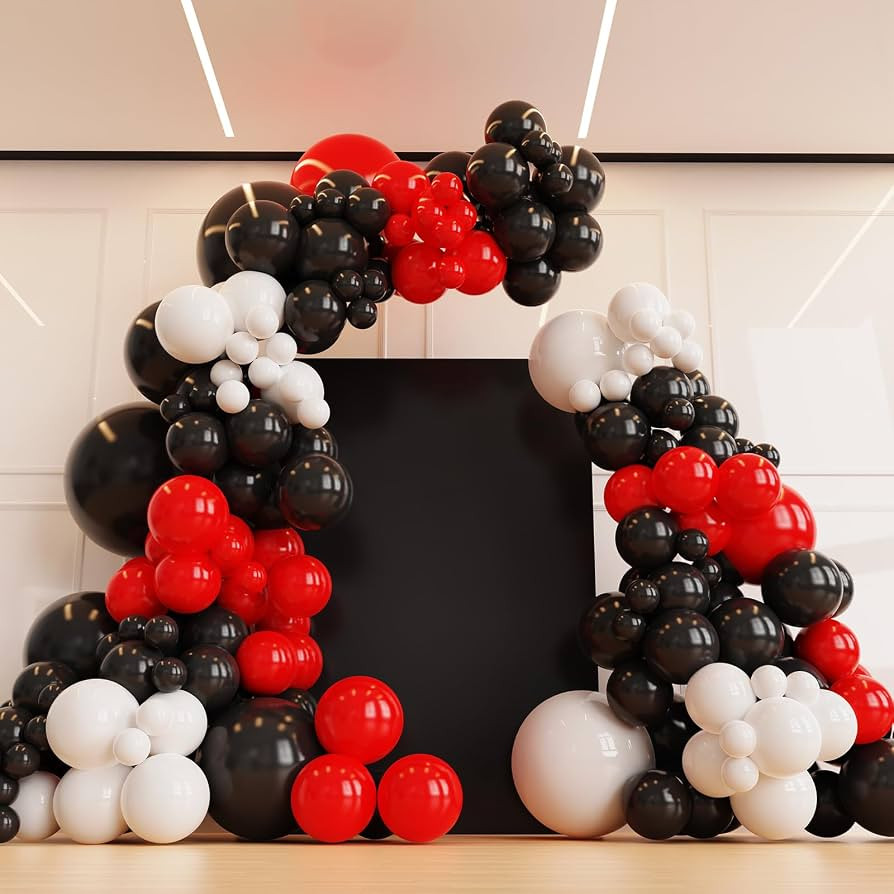 Red and Black Balloons,132pcs Red Black and White Balloons Garland Arch Kit with Different Size f... | Amazon (US)
