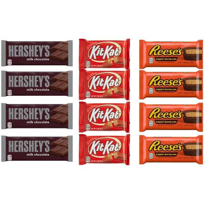 Hershey's 12 Pack Kit Kat, Reese's Peanut Butter Cup, Hershey's Milk Chocolate Full Size Individually Wrapped Candy Bars Bulk Assortment | Target