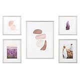 Gallery Perfect 5 Piece Decorative Art Prints & Hanging Template, Silver, Multi Size Gallery Wall Fr | Amazon (US)