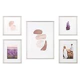 Gallery Perfect 5 Piece Decorative Art Prints & Hanging Template, Silver, Multi Size Gallery Wall Fr | Amazon (US)