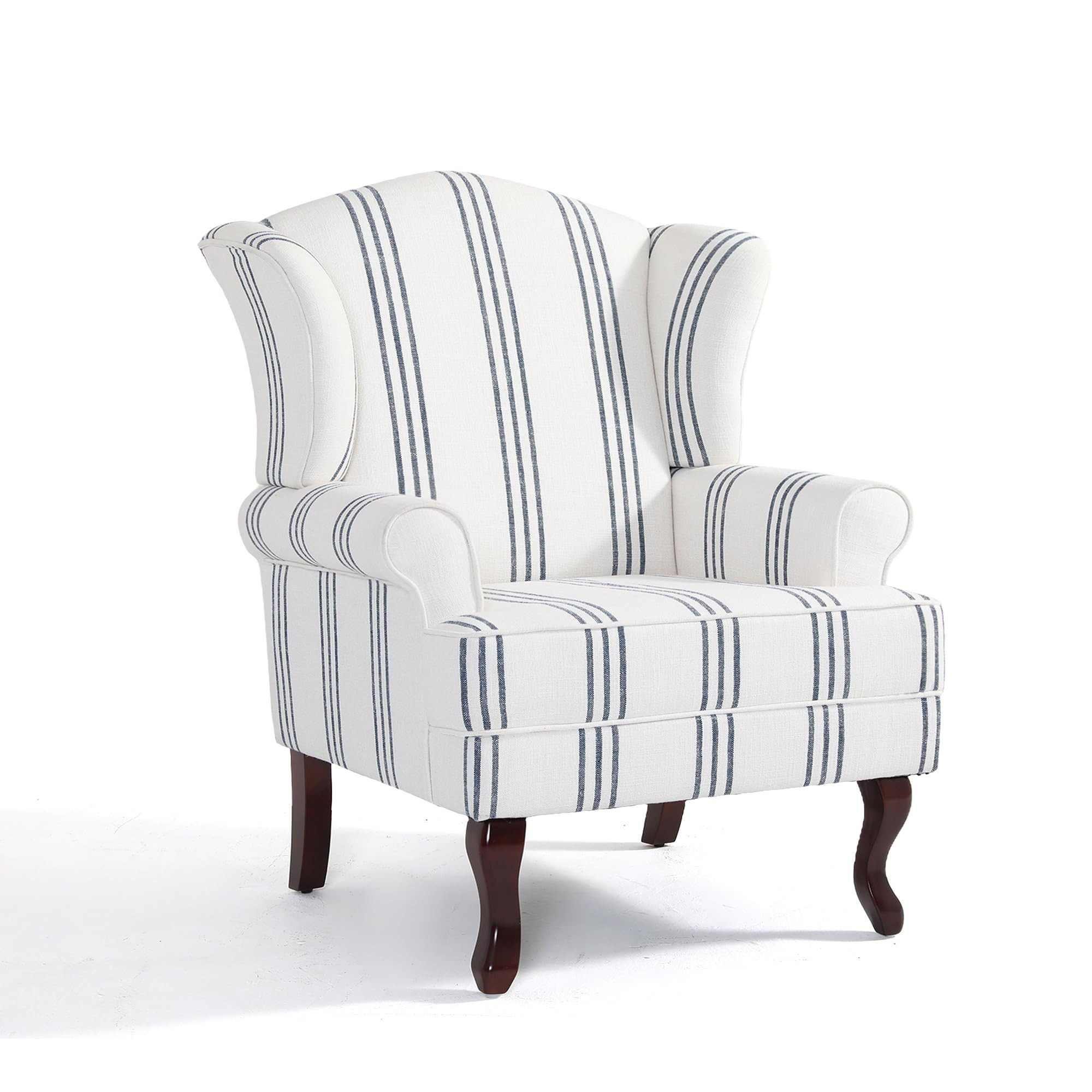 UIXE High Back Accent Chair, Upholstered Armchair in Fabric with Solid Wood Legs, Retro Arm Chair... | Amazon (US)