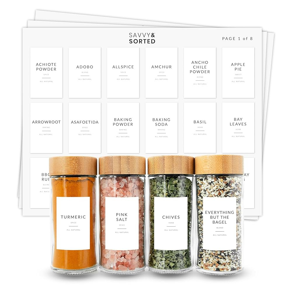 Minimalist Spice Labels for Spice Jars - 146 Spice Jar Labels Stickers for Containers - Spice Sti... | Amazon (US)