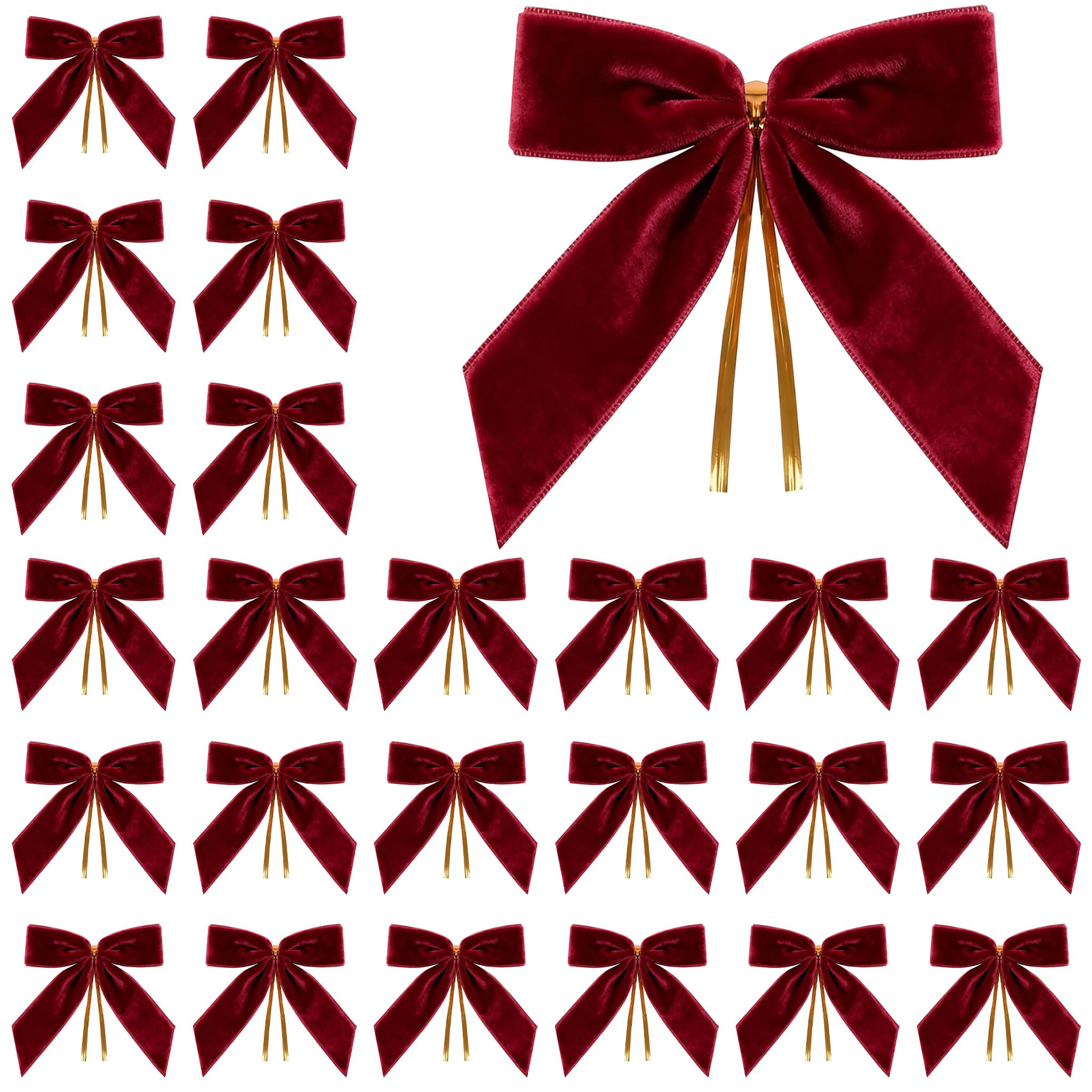 Artmag 24 Pcs Velvet Christmas Bows for Christmas Tree, Wreath, Garland, Gift Wrapping, Crafts, W... | Amazon (CA)