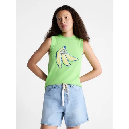 Free Assembly Women s and Women s Plus Graphic Sweater Shell Sizes XS-4X | Walmart (US)