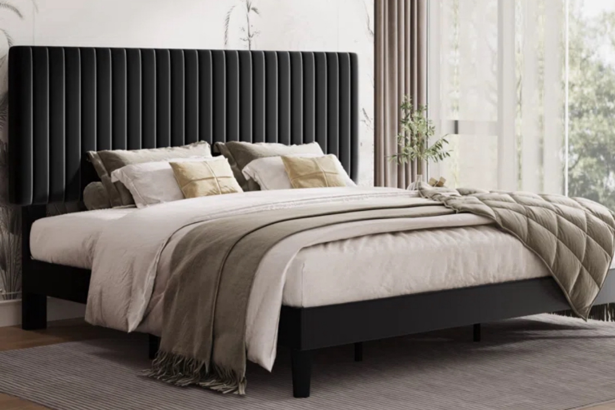 Velvet Headboard Bed - this bed is soooo dreamy! 

#LTKhome