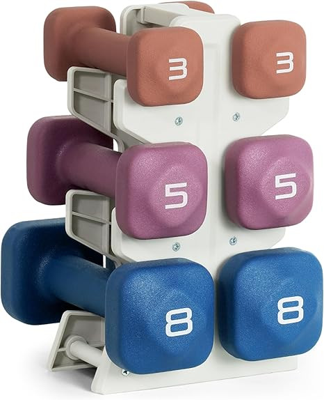 Tone Fitness Neoprene Dumbbell Set with Storage Rack – Non-Slip, Anti-Roll Hand Weights for Hom... | Amazon (US)