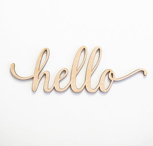 Hello Wood Sign Home Décor Wall Art Unfinished 8" x3" | Amazon (US)