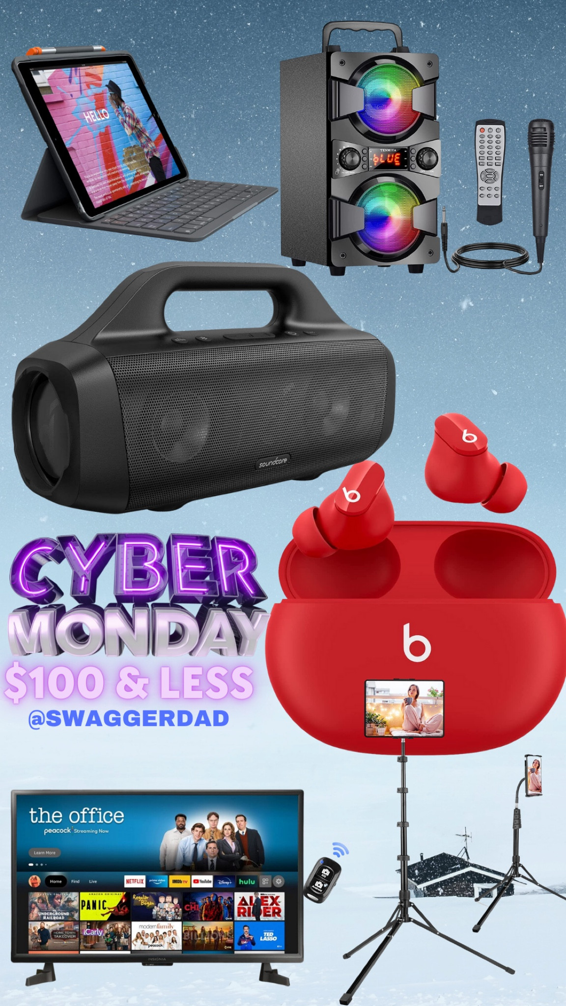Gift guide for the Family.. 
beat by Dre EarPod, boom box , TV, karaoke speaker, Laptop camera stand kit $100 & Less ! Cyber Monday

#LTKHoliday #LTKGiftGuide #LTKfamily