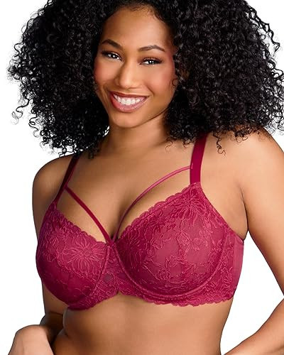 HSIA Minimizer Bras for Women Full Coverage, Unlined Lace Sexy Plus Size Underwire Bra for Large Breasts Rose Red | Amazon (US)