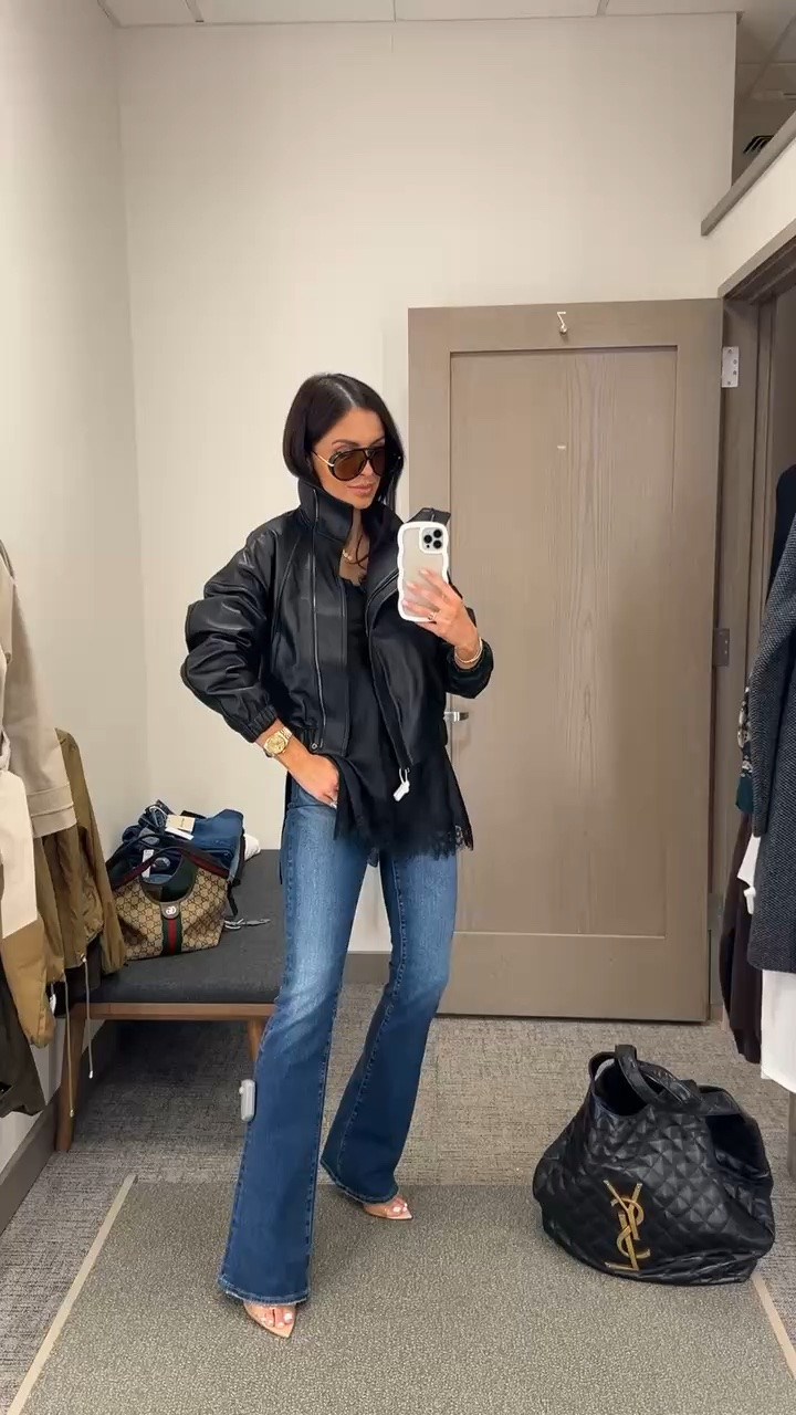 Nordstrom anniversary sale picks I’m buying 
Vince leather jacket wearing an XS selling fast
AG bootcut jeans wearing a 24
Nordstrom open edit lace cami wearing an xs

#nsale @nordstrom

#LTKSaleAlert #LTKOver40 #LTKootd
