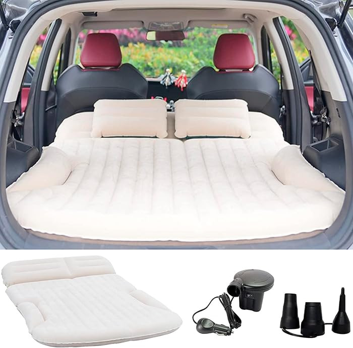 KMZ SUV Air Mattress Thickened and Double-Sided Flocking Travel Camping Bed with 2 Pillows & Pump... | Amazon (US)