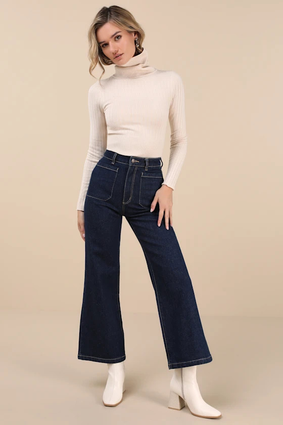 Sailor Dark Wash High-Rise Wide-Leg Jeans | Lulus