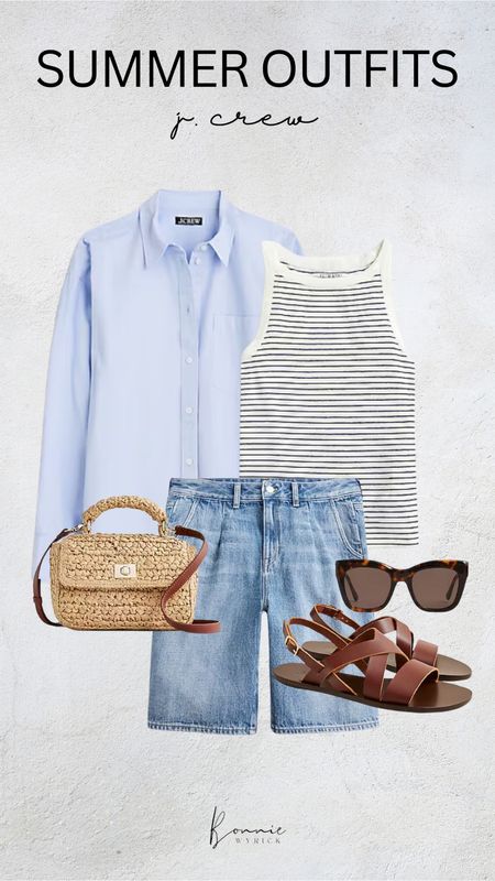 Summer Outfit Inspo 🌻 Midsize Fashion | Summer Outfit Ideas | J. Crew Outfit Styling | Euro OOTD | Midsize Jean Shorts | Casual Summer Outfit

#LTKStyleTip #LTKTravel #LTKMidsize