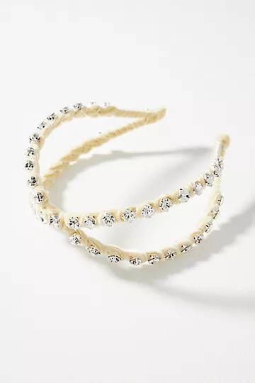 Lele Sadoughi Ivory Crystal Crossover Headband | Anthropologie (US)