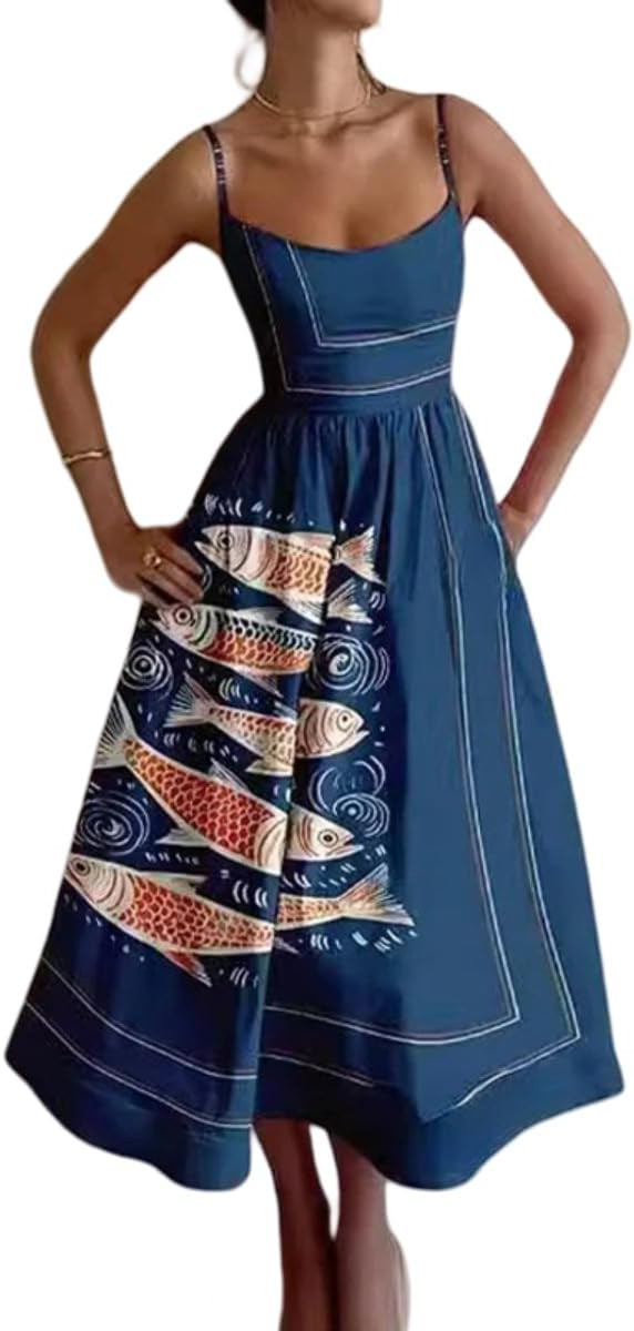 Summer Maxi Dress for Women 2025 Casual Boho Sleeveless Spaghetti Strap Smocked Tiered Long Sun D... | Amazon (US)