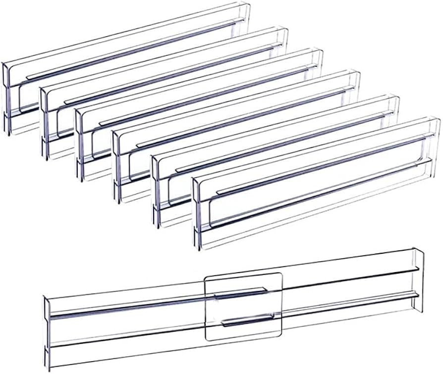 Acrylic Clear Drawer Dividers, Expandable 11-19'' Dresser Organizers Transparent Kitchen Drawer O... | Amazon (US)