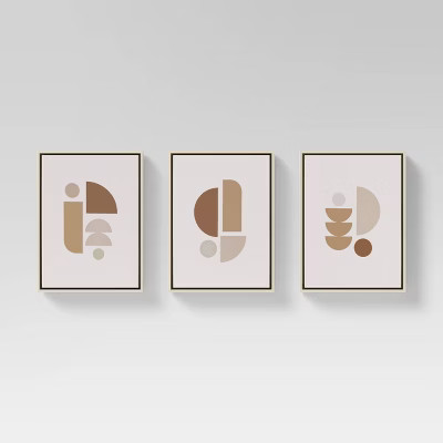 12" x 16" Neutral Shapes Framed in Pale Maple Wall Canvas Brown - Threshold™ | Target