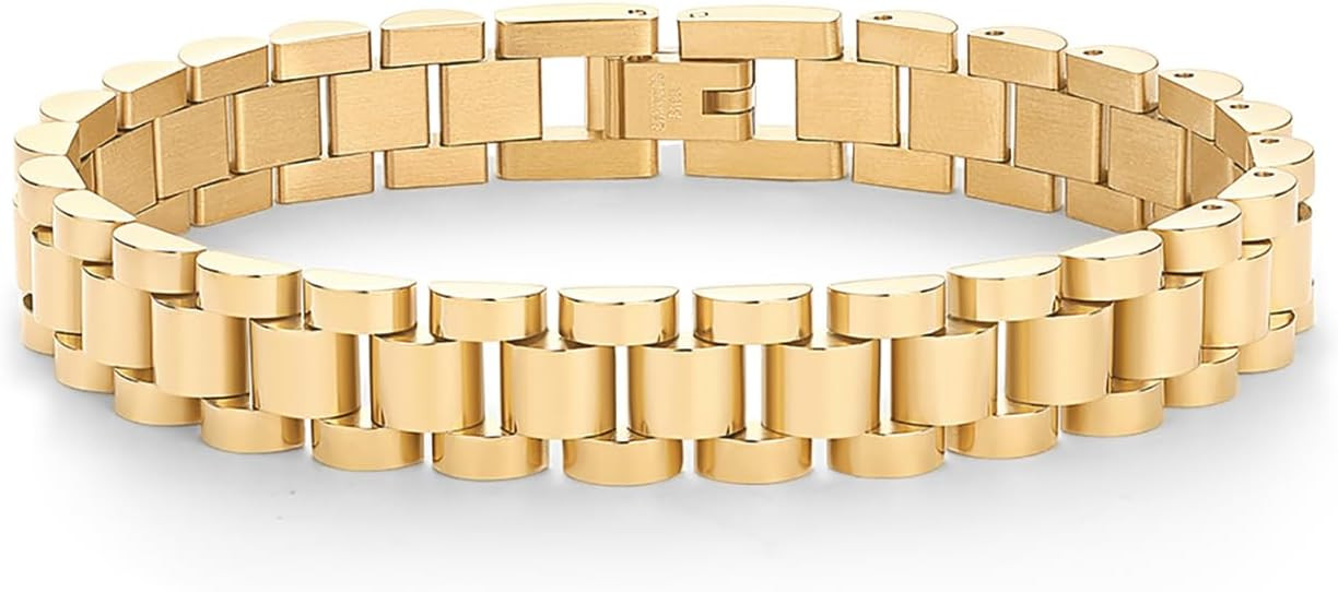 PAVOI 14K Gold Plated Waterproof Watch Strap Chain Bracelet for Women | Two Toned Mixed Metals St... | Amazon (US)