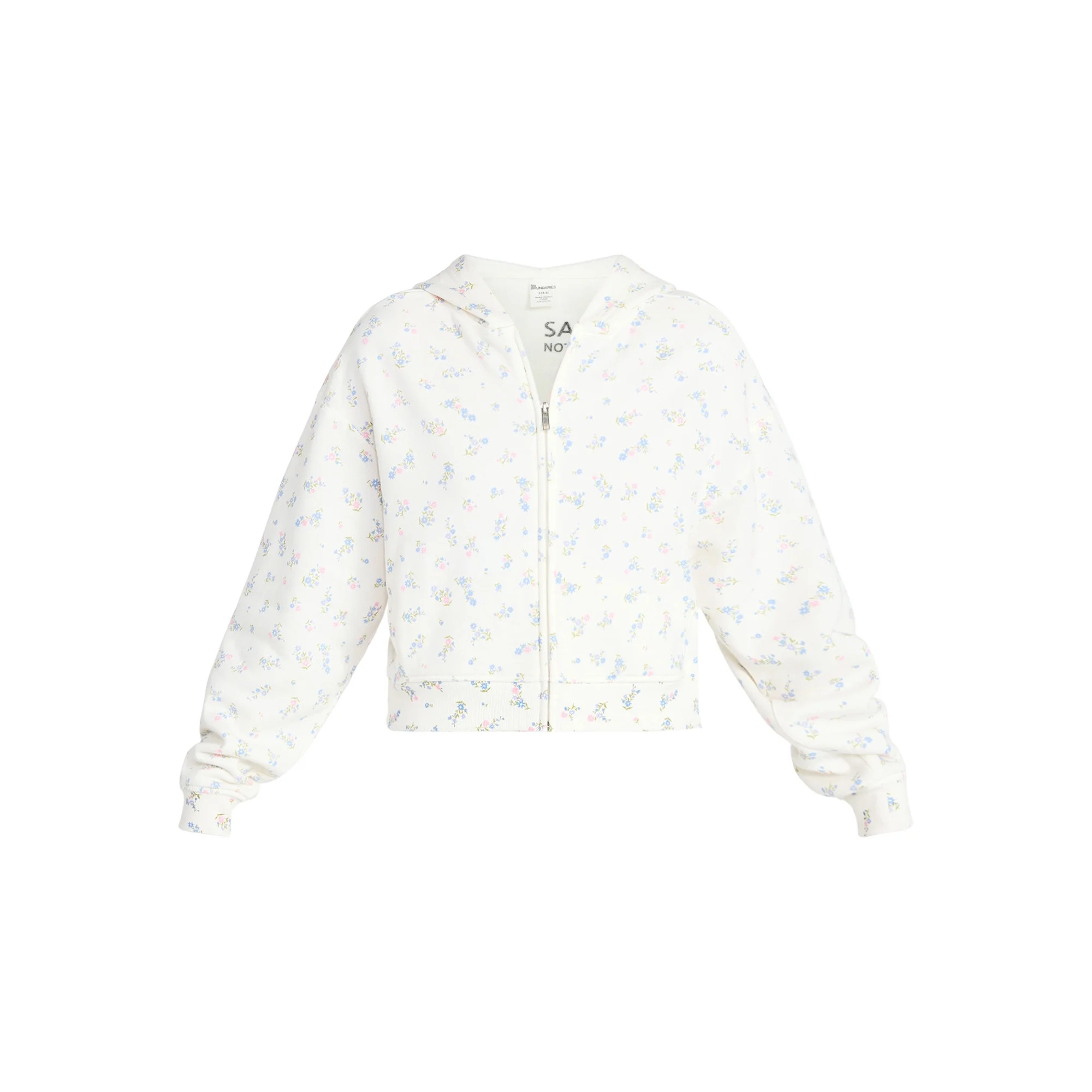 No Boundaries Boxy Zip-Up Hoodie, Women's XXS-XXL | Walmart (US)