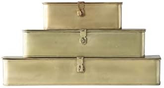 Creative Co-Op Decorative Metal Boxes with Gold Finish (Set of 3 Sizes) | Amazon (US)