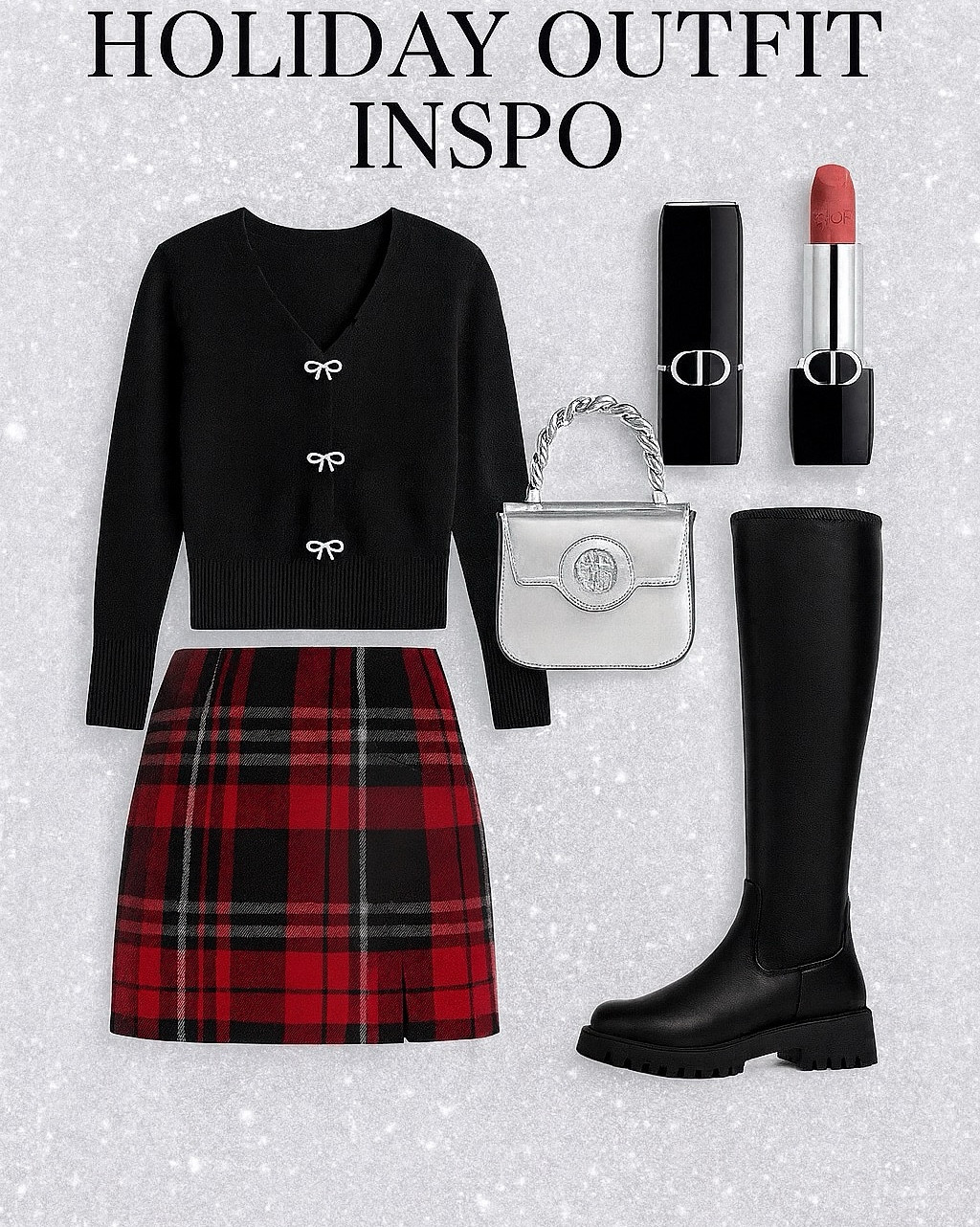 A timeless plaid mini paired with a bow-detail knit, sleek boots, and elegant accessories—perfect for Christmas parties, dinners, and festive nights out 

#LTKootd #LTKgrwm #LTKValentine