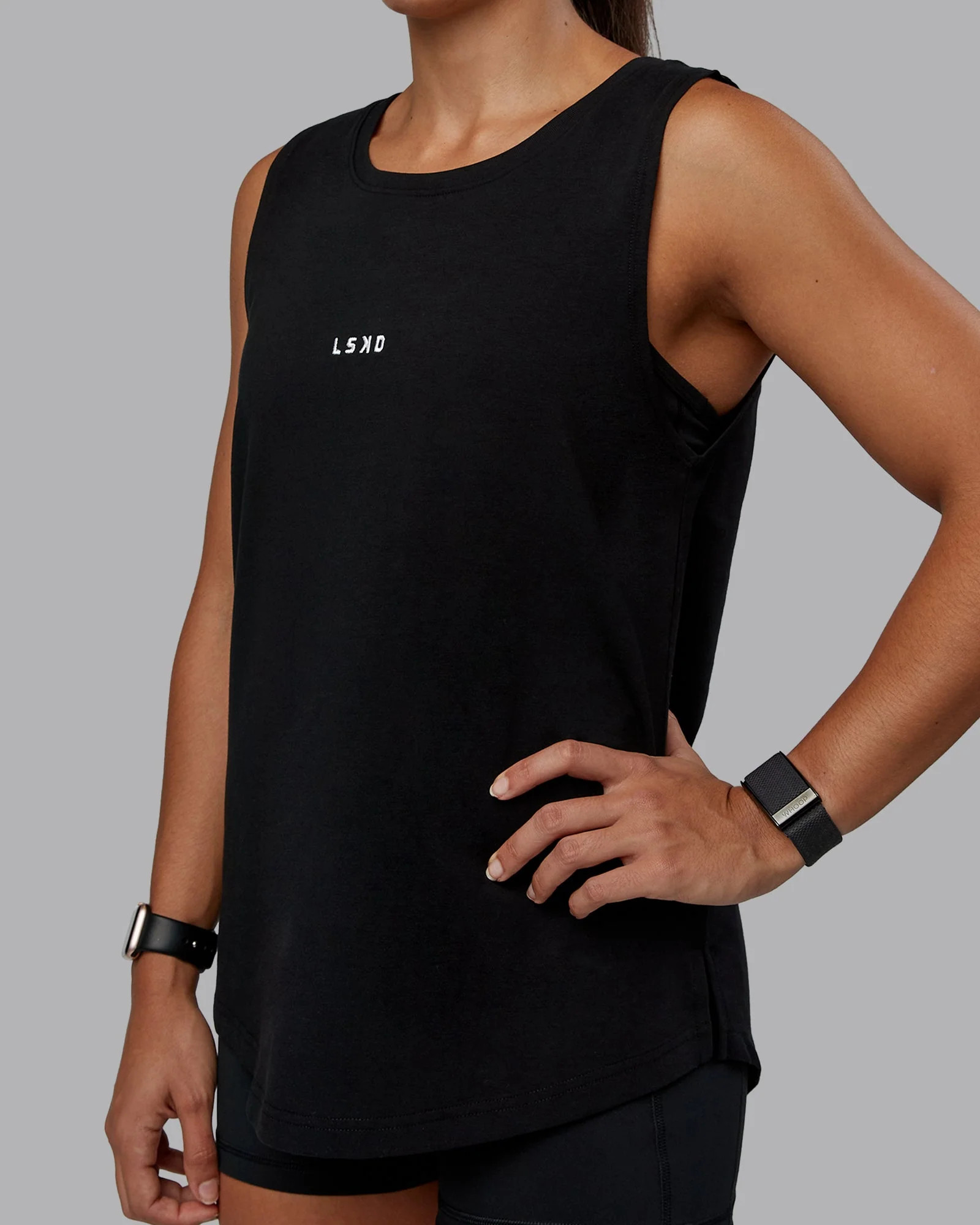 Go-To FLXCotton Longline Tank - Black-White | LSKD | LSKD
