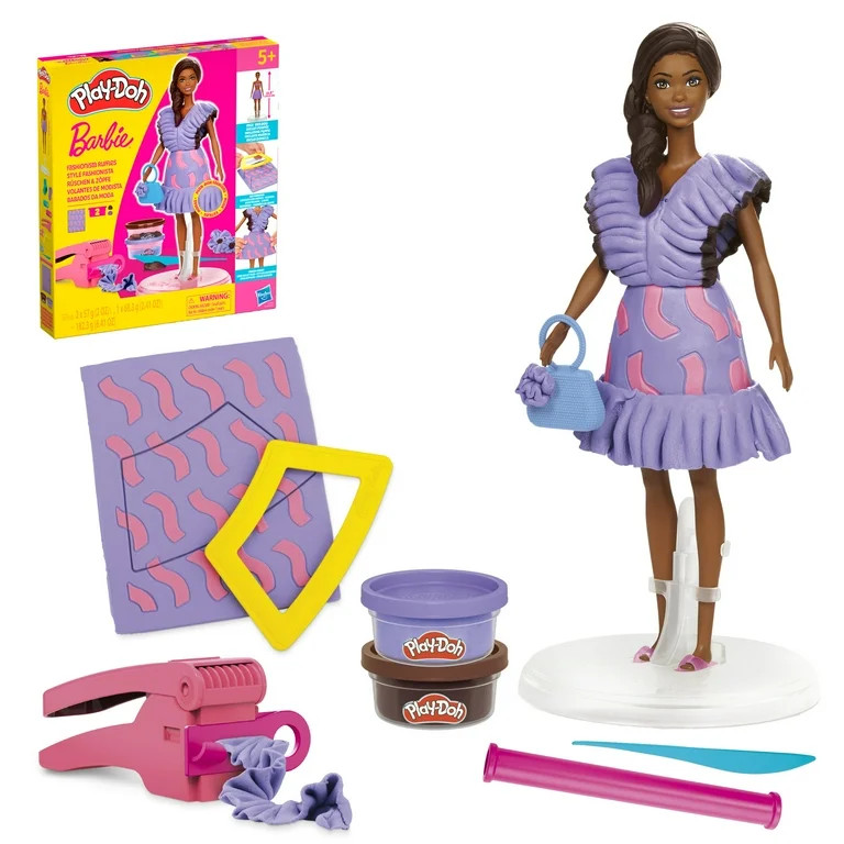 Play-Doh Barbie Fashionista Ruffles Set, Make Doll Clothes, Holiday Gifts for Girls & Boys 5 and ... | Walmart (US)