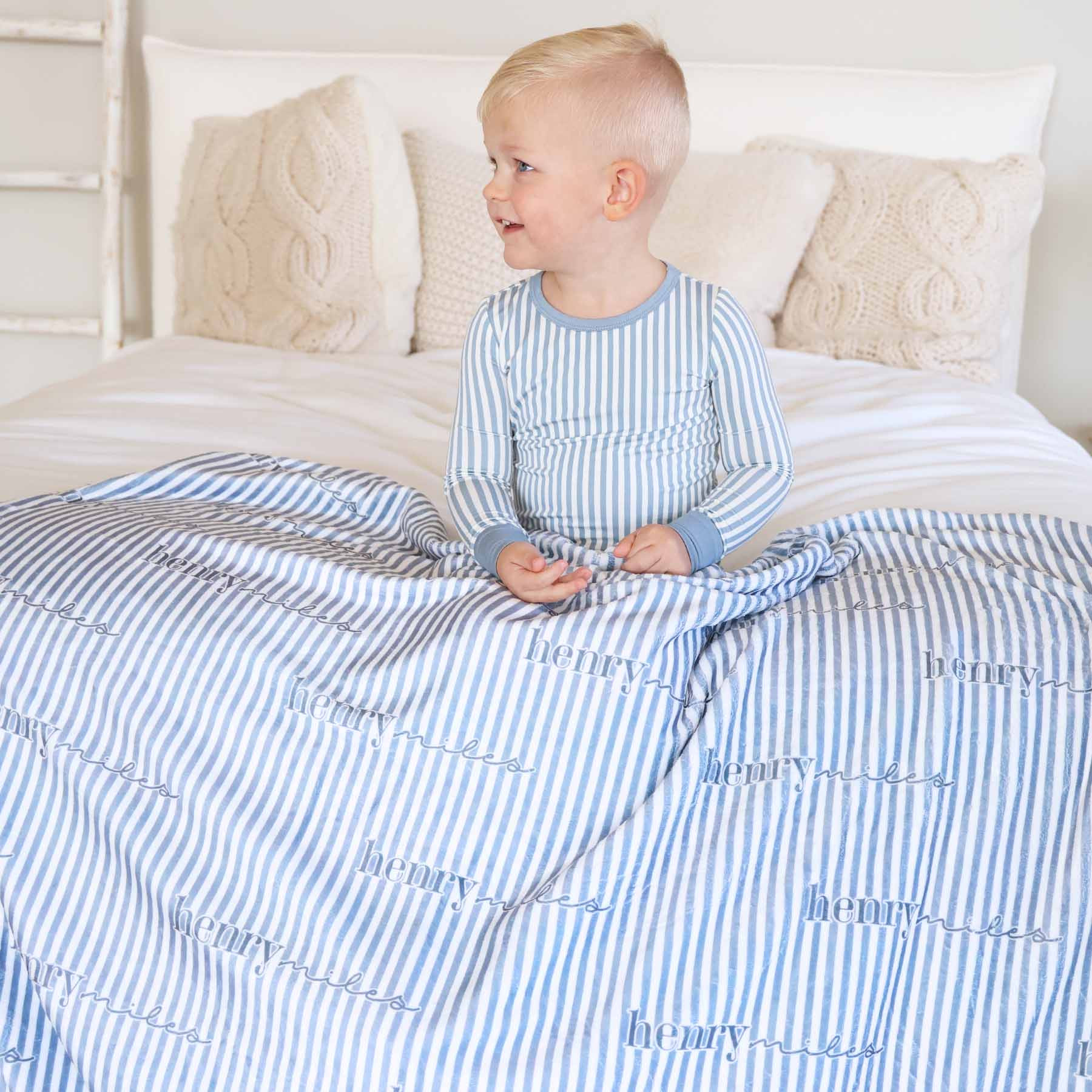 Snuggle Stripes Personalized Kids Blanket | Caden Lane