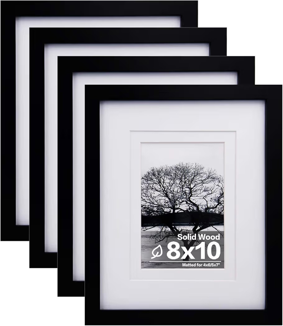 Egofine 8x10 Picture Frames Set of 4, Made of Solid Wood Covered by Plexiglass 4x6 and 5x7 with M... | Amazon (US)