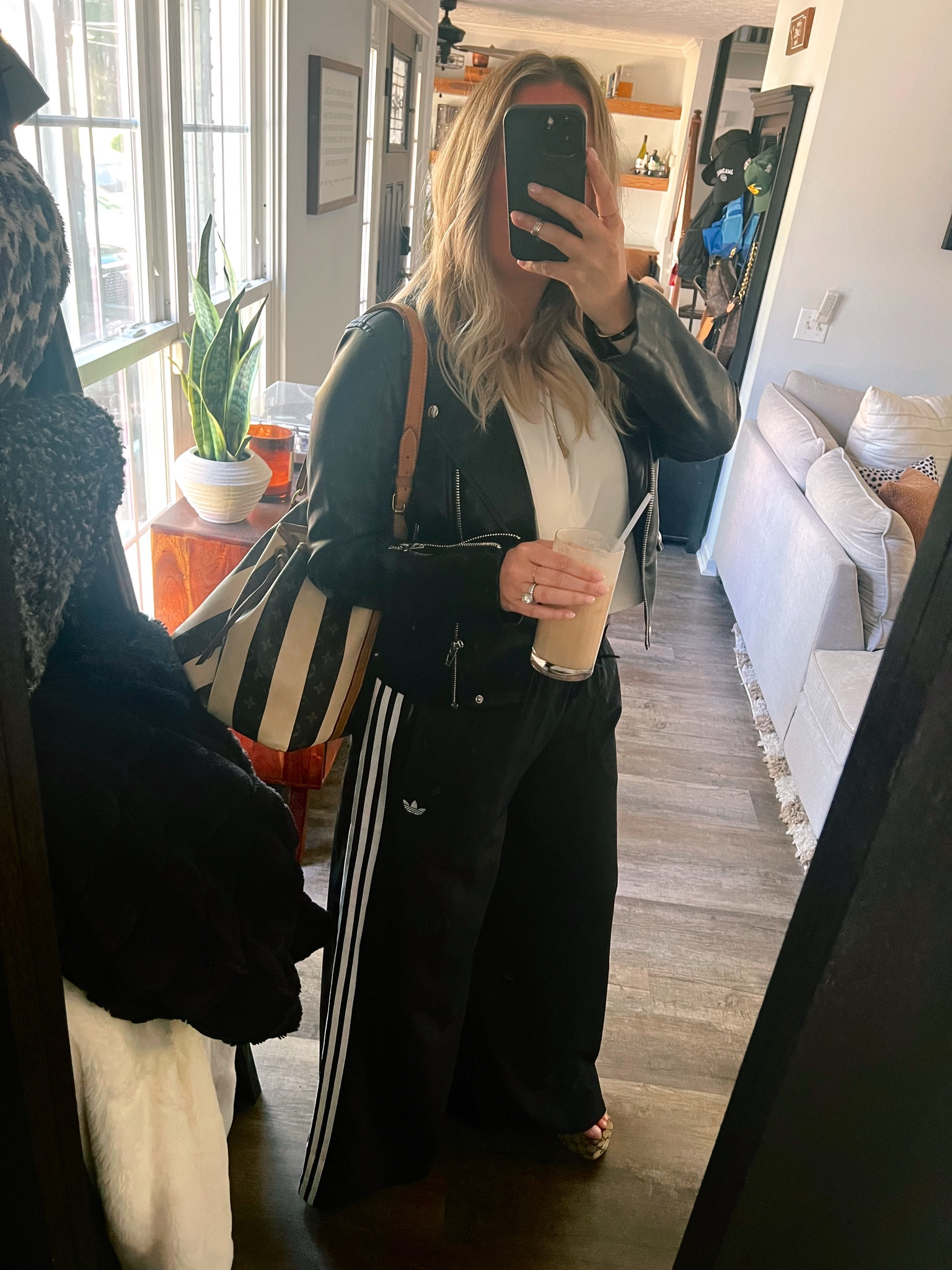 Jacket medium
Tee large
Pants large
Wedges true to size 
@Revolve 
Mother’s Day gift. How to wear track pants. Adidas 

#LTKMidsize #LTKgrwm #LTKootd