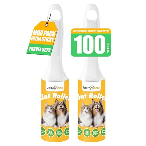 Mini Lint Roller for Pet Hair 2 Pack, Portable Sticky Lint Remover with 100 Sheets, Travel Size Lint Roller for Clothes, Car, Couch & On-the-Go Cleaning | Amazon (US)