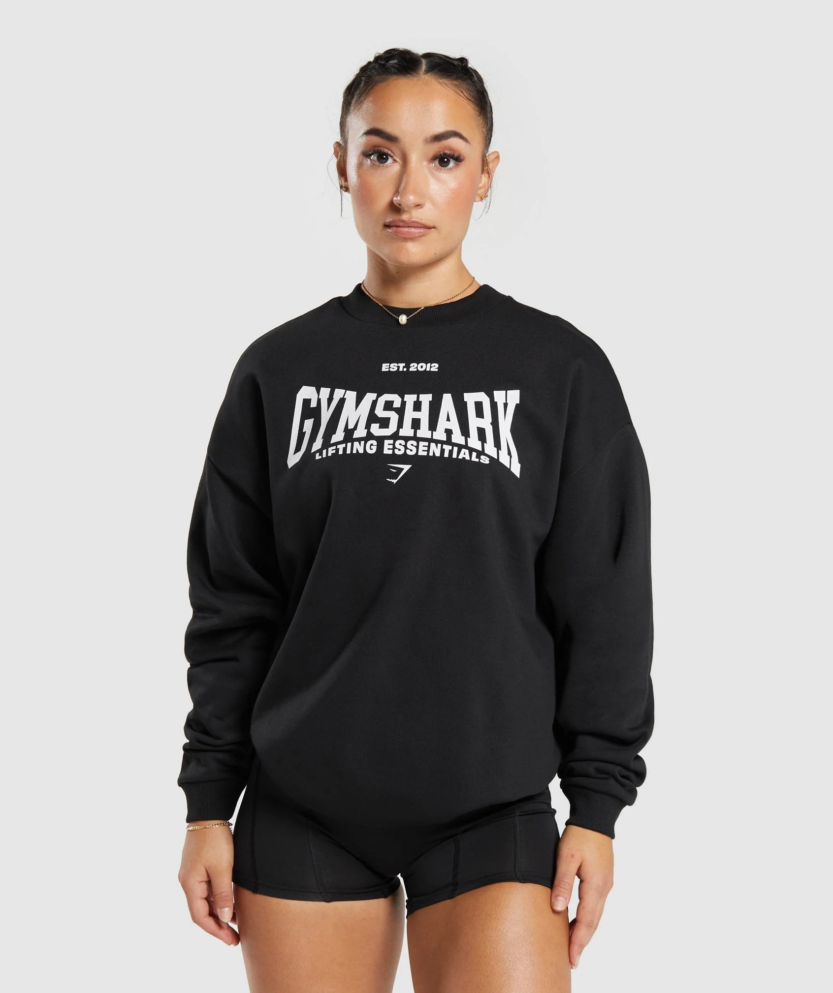 Gymshark Lifting Essentials Graphic Oversized Sweatshirt - Black | Gymshark US