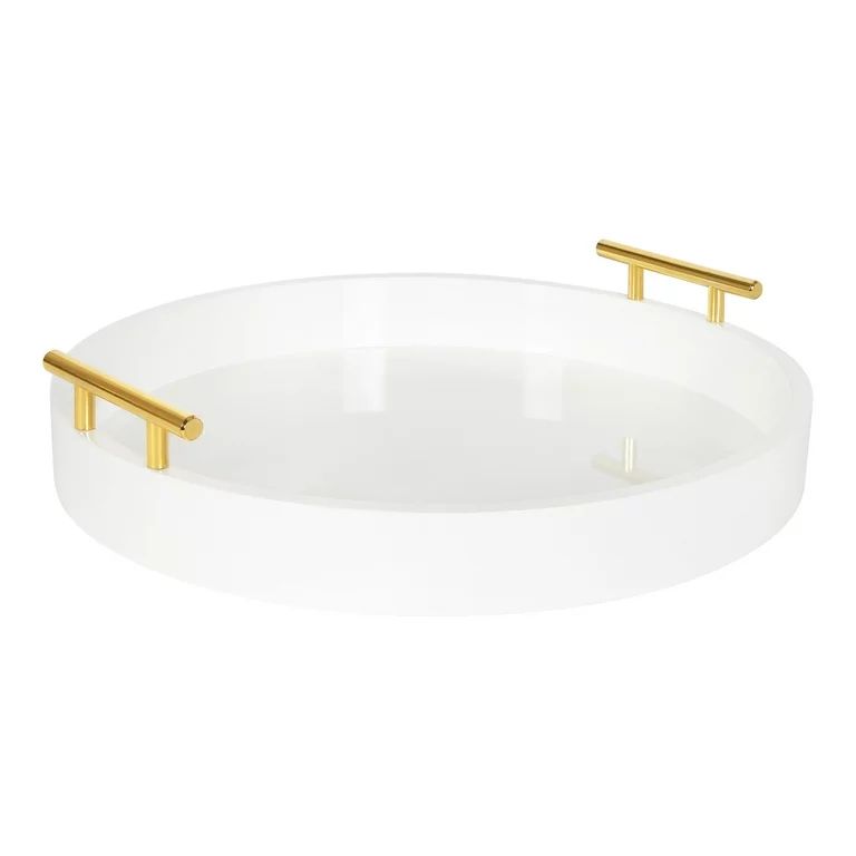 Kate and Laurel Lipton Modern Round Tray, 18" Diameter, White and Gold, Decorative Accent Tray fo... | Walmart (US)