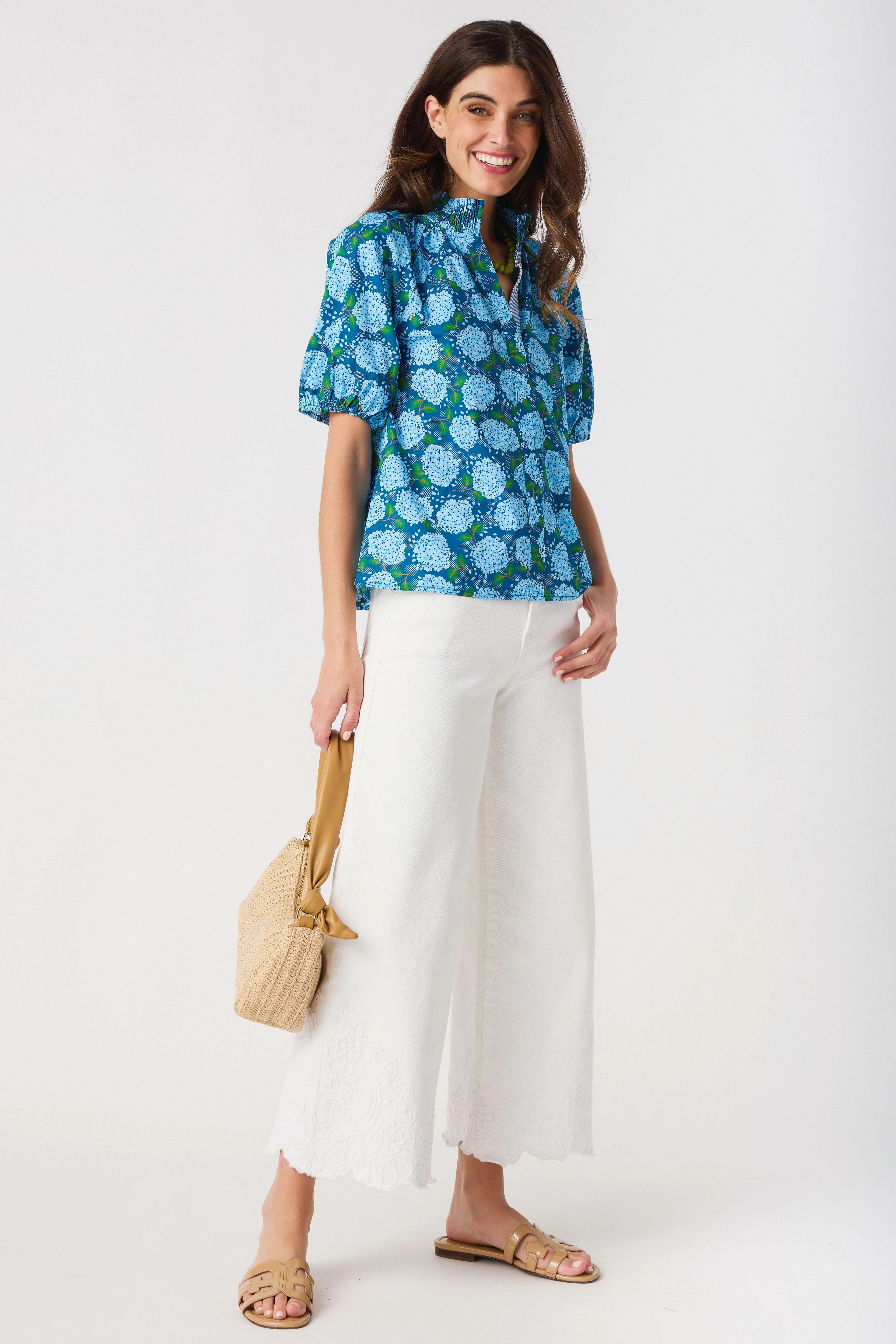 Risen Lacey High Rise Crop Wide Hem Pants | Social Threads