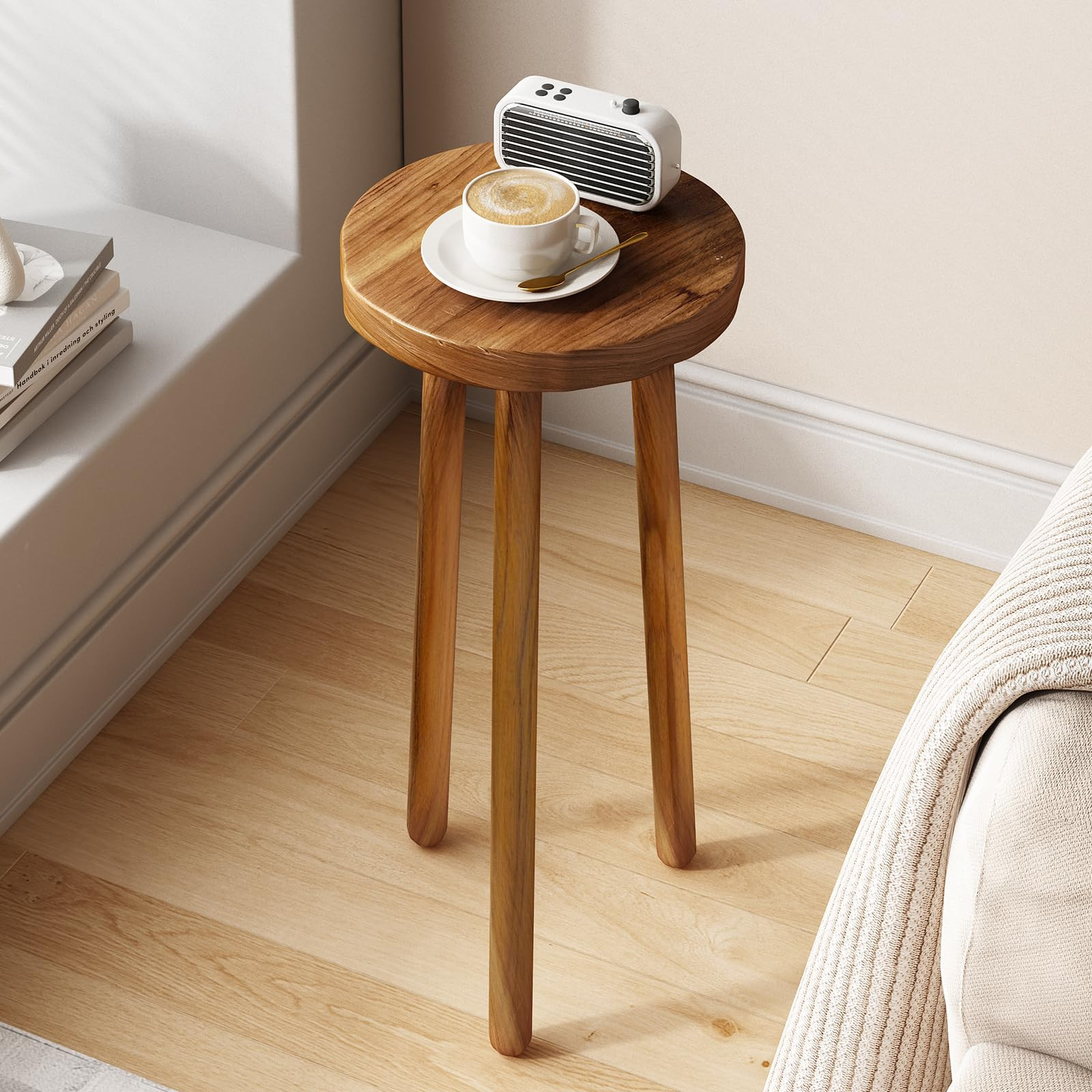 11.8" Round 24" Tall Wood Plant Stand | Teak Wood Accent Stool | Accent Table |Side Table | Amazon (US)