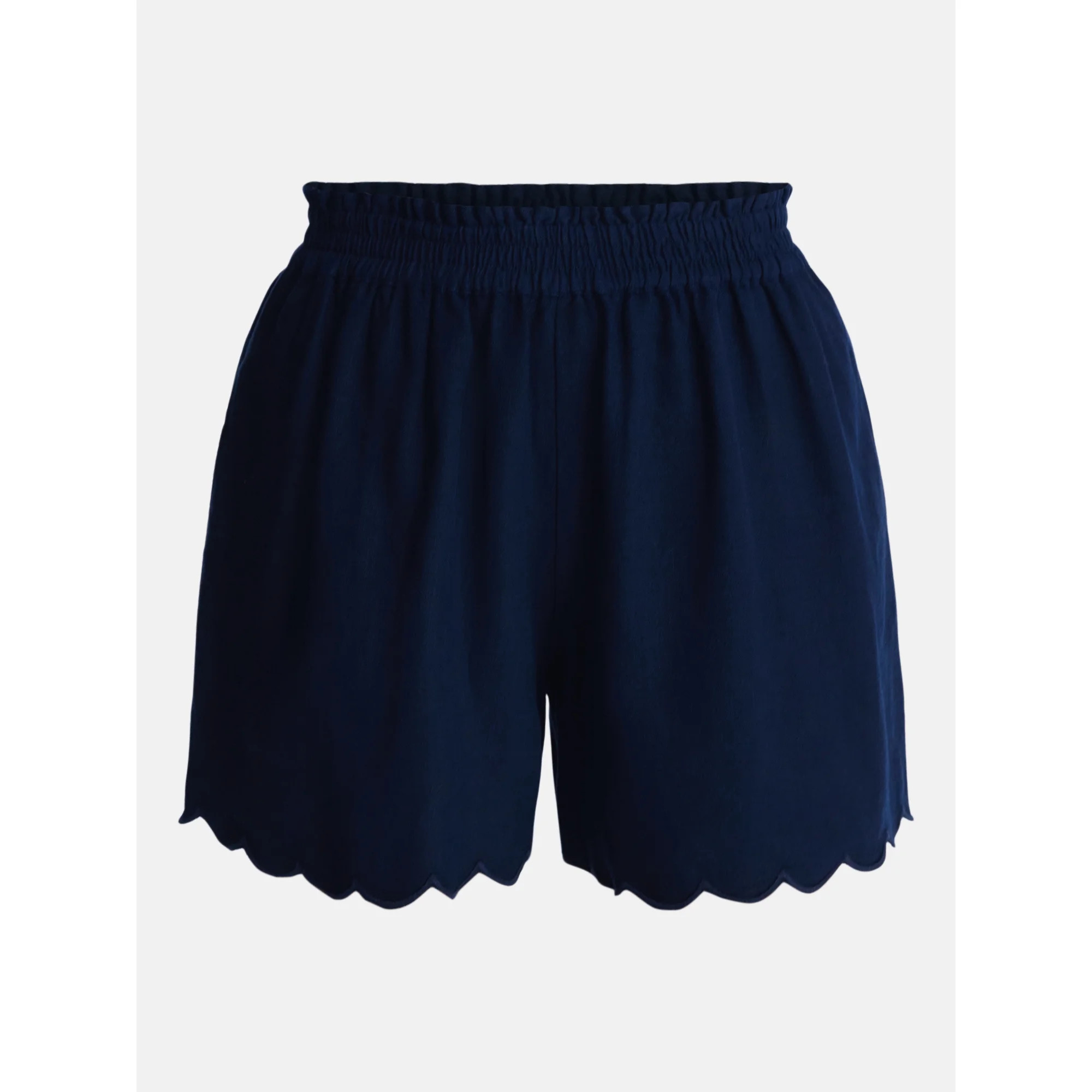 Time and Tru Women's Linen Blend Shorts with Scalloped Hem, Sizes XS-XXXL | Walmart (US)