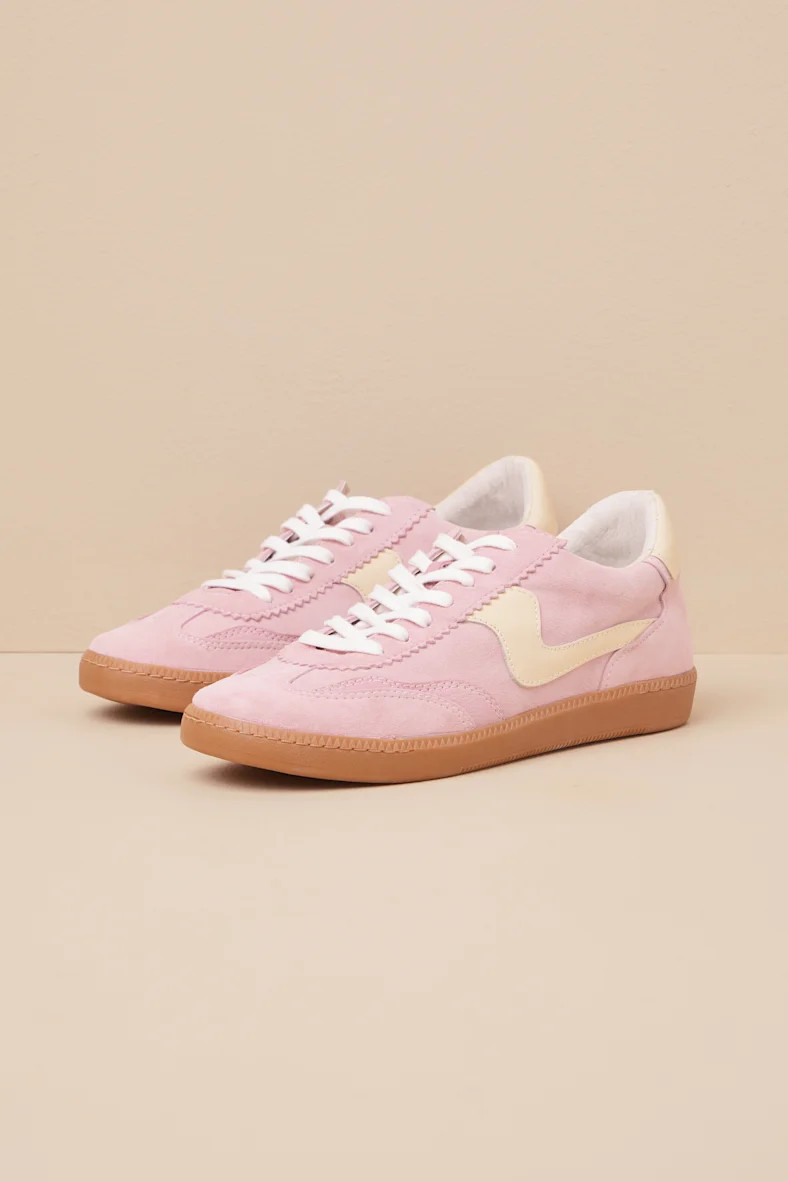 Notice Guava Suede Leather Color Block Lace-Up Sneakers | Lulus