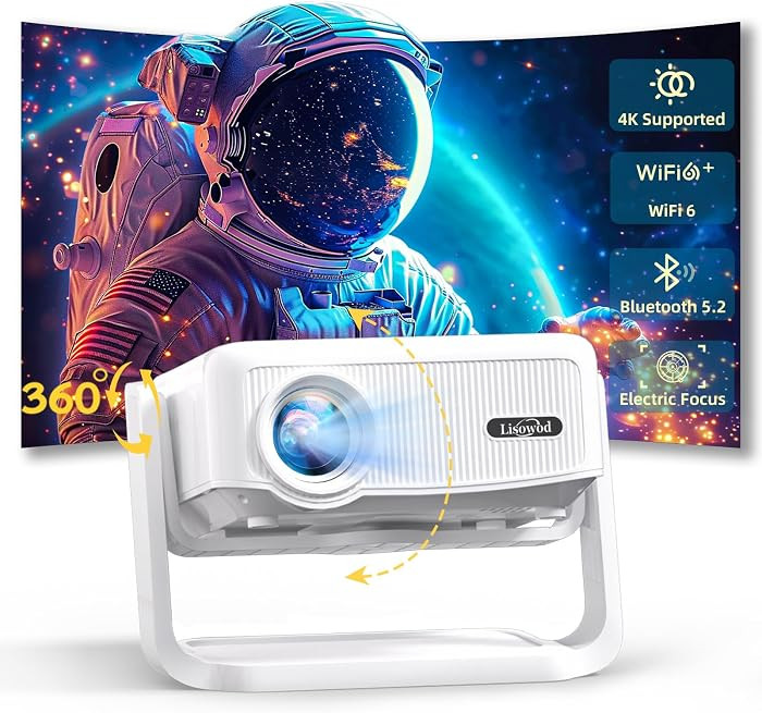 Projector with WiFi and Bluetooth,Mini-Projector: [1300 ANSI & 360°Adjustable-Stand &Electric Fo... | Amazon (US)