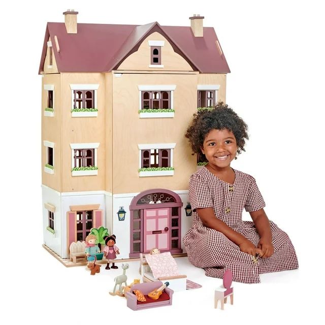 Tender Leaf Toys Fantail Hall – Giant Four Story Wooden Doll House – Magnificent Multi Level ... | Walmart (US)