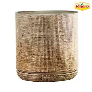 6 in. Genevieve Small Gold Textured Ceramic Planter (6 in. D x 6 in. H) With Drainage Hole | The Home Depot