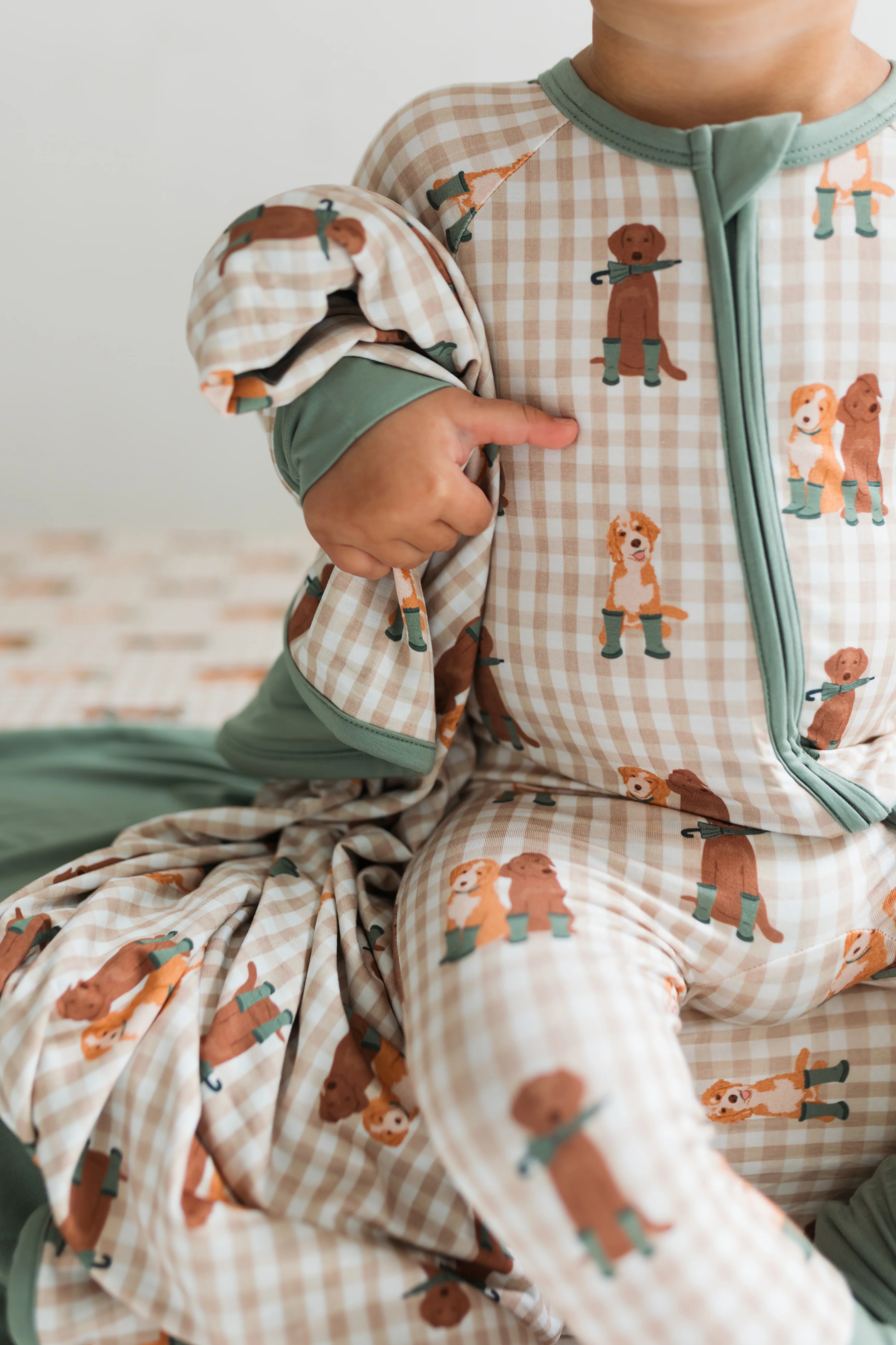 Green Pup Friends Zipper Romper | In My Jammers