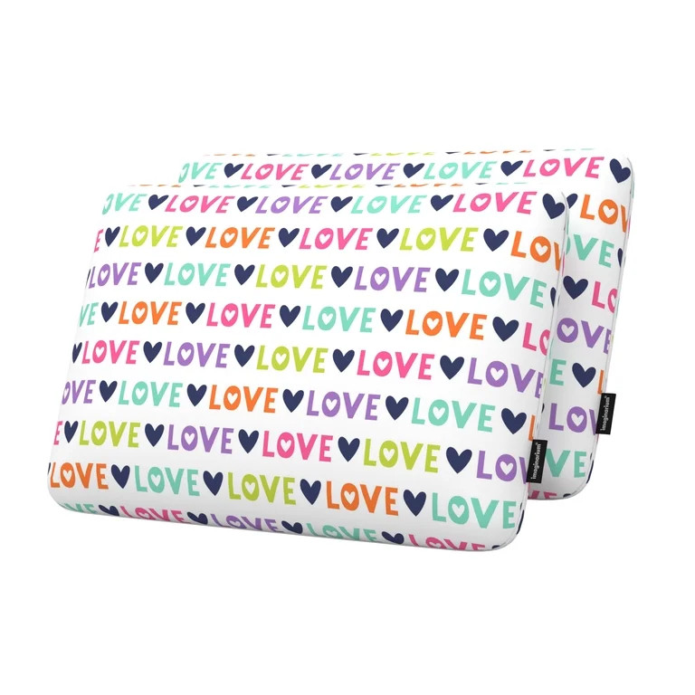 Imaginarium Memory Foam Fun Pillow with Cool-to-the-Touch Cover, Standard/Queen, Love, 2 Pack | Walmart (US)
