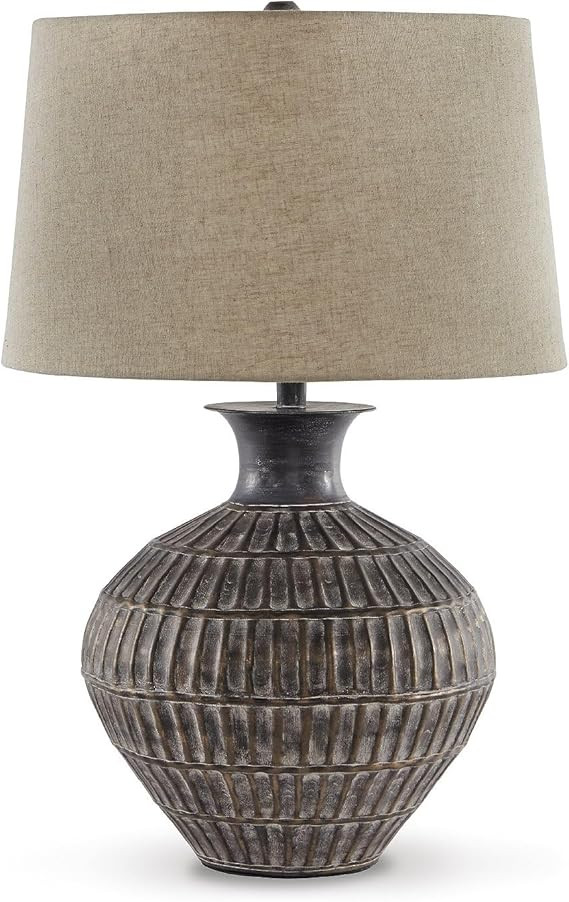 Signature Design by Ashley Magan 285." Textured Bronze Metal Table Lamp, Antique Brown Finish    ... | Amazon (US)